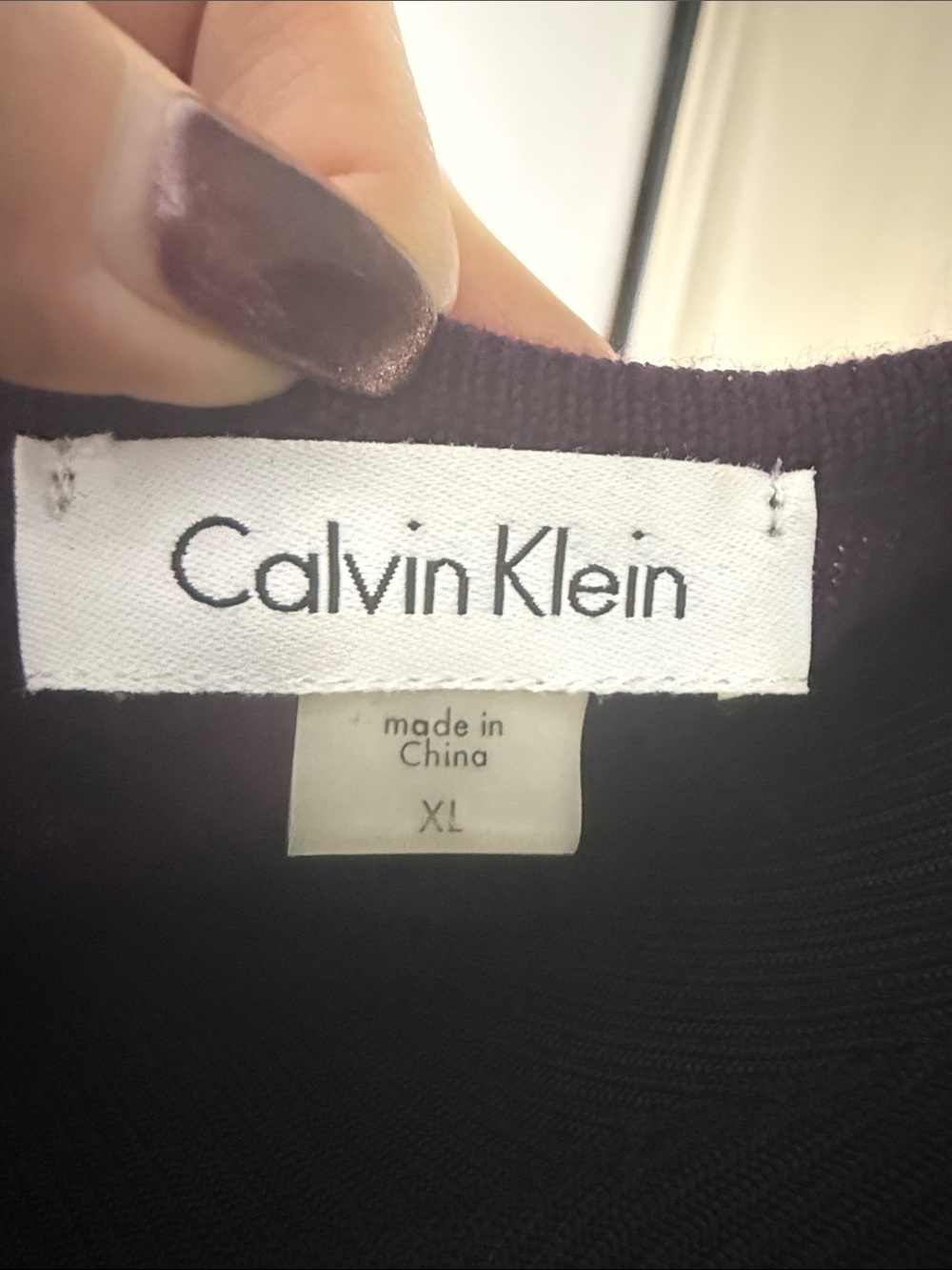 Calvin Klein Purple Scoop Neck Sweater Knit Dress w Button Slit Sleeves Sz XL - Picture 6 of 6